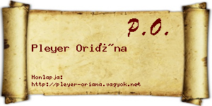 Pleyer Oriána névjegykártya